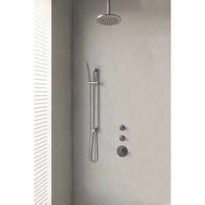 Thermostatisch Inbouwdoucheset Brauer Brushed 20 cm Hoofddouche Plafondarm Staafhanddouche op Glijstang Geborsteld Nikkel Brauer