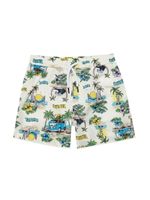 Diesel Kids short de bain à imprimé palmier - Blanc