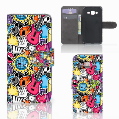 Samsung Galaxy J3 2016 Wallet Case met Pasjes Punk Rock