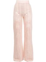 Genny pantalon en maille ajourée à coupe évasée - Rose