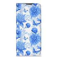 Smart Cover voor Motorola Moto E20 Flowers Blue - thumbnail