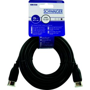 Schwaiger HDM0500043 HDMI-kabel HDMI Aansluitkabel HDMI-A-stekker, HDMI-A-stekker 5.00 m Zwart 4K UHD, Vergulde steekcontacten