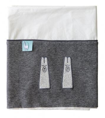 Vaco laken en sloop Lama 100 x 150 cm wit/grijs