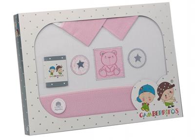 Gamberritos laken set roze beertje 3-delig middel Gamberritos laken set roze beertje 3-delig middel