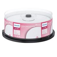 Philips DVD-R High-speed bedrukbaar (4.7 GB /120 minuten video, 1-16x snelheid, 25 stuks Spindel, White Inkjet Printable)