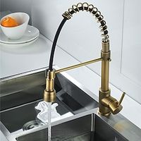 keukenkraan, messing pull-out/pull-down draaibare enkele handgreep een gat multifunctionele watermodus messing keukenkranen met zeepdispenser Lightinthebox