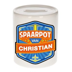 Vrolijke kinder spaarpot voor Christian   -