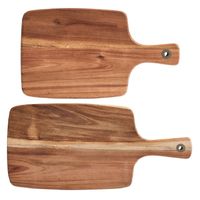 2x Rechthoekige acacia houten snijplanken met handvat 32/42 cm