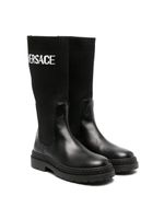 Versace Kids bottes montantes à patch logo - Noir - thumbnail