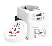 SKROSS - Pro Light USB AC30PD - Wereld - 3 -Pole Universal Travel Adapter voor de wereld met snel opladen PD PD Charger (1 X USB C 3A + 1 X USB 2.4A) - Power: 110V - 700W / 250V - 1750W