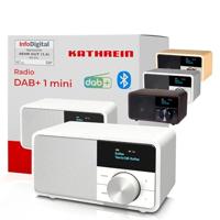 Kathrein DAB+ 1 Mini I DAB Plus radio met accu I digitale radio DAB+ & FM met Bluetooth, Aux 3,5 mm I keukenradio, badkamerradio I draagbare radio als luidspreker voor streaming I retro design in wit