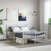 Bedframe met hoofd- en voeteneinde metaal wit 140x200 cm