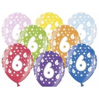 24x Stuks verjaardag Ballonnen 6 jaar met sterretjes 30 cm - Ballonnen