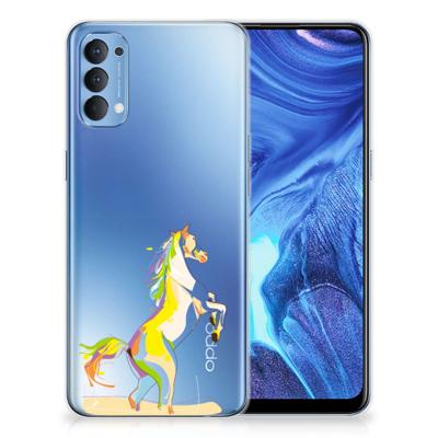 OPPP Reno 4 Telefoonhoesje met Naam Horse Color