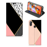 Samsung Galaxy M11 | A11 Stand Case Zwart Roze Vormen