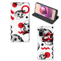 Mobiel BookCase Xiaomi Redmi Note 10 4G | 10S | Poco M5s Skull Red - thumbnail