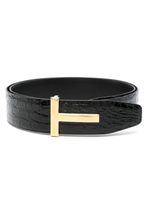 TOM FORD ceinture à effet peau de crocodile - Noir