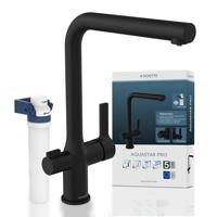 SCHÜTTE AQUASTAR PRO 99860 Drinkwater-spoelbakarmatuur met filtersysteem, 3-weg keukenkraan, osmose-kraan, keukenkraan met waterfilter tegen kalkresten en zware metalen, zwart