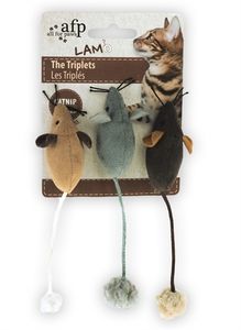 AFP MUIS THE TRIPLETS LAMSWOL MET CATNIP ASSORTI 7X7X3 CM 3 ST