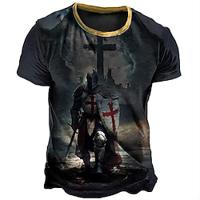 Voor heren T-shirt verontruste t-shirt Grafisch Tempeliers Strakke ronde hals Kleding 3D-afdrukken Buiten Dagelijks Korte mouw Afdrukken Vintage Modieus Ontwerper Lightinthebox - thumbnail