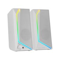 Mars Gaming MS72, Gaming-luidsprekers 15W, RGB Flow-verlichting, 2 Actieve Drivers, DSP-chipset, Plug&Play USB- en 3,5mm-jackaansluiting, Volumeregelaar en Audio-aansluiting voor Koptelefoon, Wit