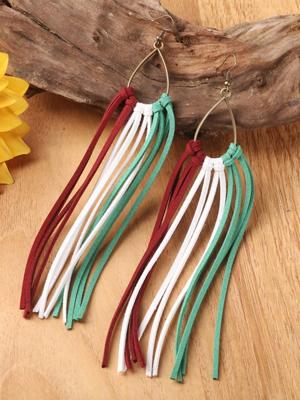 Vintage Eenvoudig Leer Kwast oorbellen