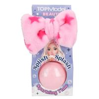 Depesche 13830 TOPModel - Beauty and Me badbom en haarband, in roze en roos, pluche band, badtoevoeging met glanseffect