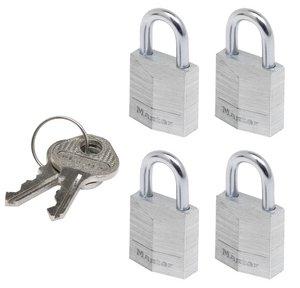 MASTER LOCK Hangslot met 20 mm breed massief aluminium huis; verpakking van 4