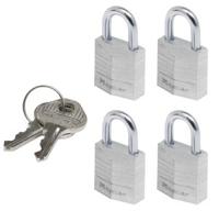 Masterlock 4 x 20mm - 11mm steel shackle, 3mm diam. - 3-pin cylinder - keyed alik - 9120EURQNOP