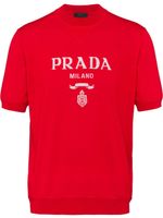 Prada haut à logo intarsia - Rouge