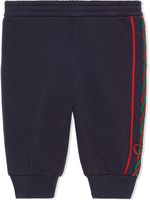 Gucci Kids pantalon de jogging en coton à bandes contrastantes - Bleu