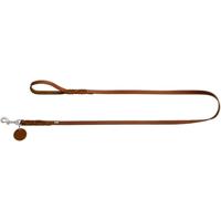 HUNTER Solid Education Hondenleiband, leer, gevlochten, robuust, zacht, handriem, 1,1 x 150 cm, cognac