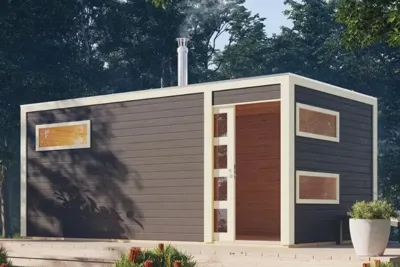 Karibu | Hygge Buitensauna Terragrijs | Houtkachel Karibu | Hygge Buitensauna Terragrijs | Houtkachel