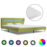 vidaXL Bed met LED en matras stof groen 180x200 cm