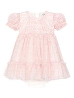 Dolce & Gabbana Kids robe en tulle à logo imprimé - Rose