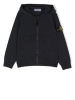 Stone Island Junior hoodie zippé à patch logo - Bleu