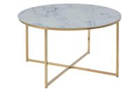 Salontafel Felien Glas Wit/Goud Ø80cm - Giga Living