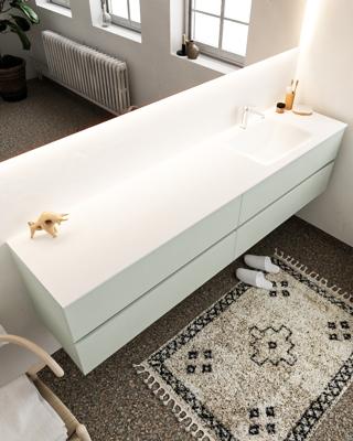 Mondiaz Vica 200cm badmeubel greey 4 lades wastafel Cloud rechts met 1 kraangat Mondiaz Vica 200cm badmeubel greey 4 lades wastafel Cloud rechts met 1 kraangat