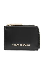 Chiara Ferragni portefeuille zippé à plaque logo - Noir