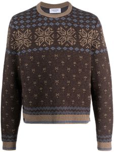 Thom Browne pull en maille intarsia à col rond - Marron