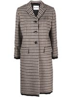 Miu Miu manteau boutonné à motif pied-de-poule - Marron