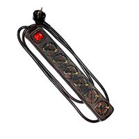 EDM 41014 Meervoudige stekkerdoos, 6 stopcontacten, zwart, 1,5 m