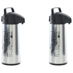 2x stuks koffie/thee thermoskan/isoleerkan RVS 1,9 liter