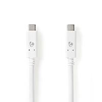Nedis USB-C naar USB-C kabel met E-Marker chip - USB3.2 (tot 10 Gbit/s) - PD tot 20V/5A - video tot 4K 60Hz / wit - 1 meter
