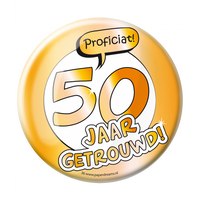 Button 50 Jaar Getrouwd Jubileum Goud XL - thumbnail