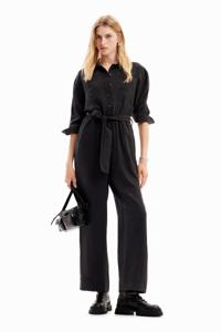 Lange effen jumpsuit - BLACK - XS