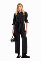 Lange effen jumpsuit - BLACK - S - thumbnail