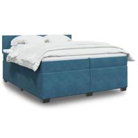 vidaXL Boxspring met matras fluweel blauw 200x200 cm, boxspring, ledikant, bedframe, bed, boxspring bed, bedbodem, seniorenbed, senioren bed