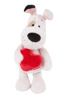Nici knuffel Love Hondje junior 27 cm polyester wit/rood