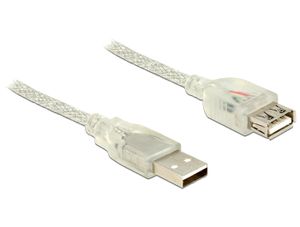 Delock 83880 Verlengkabel USB 2.0 Type-A male > USB 2.0 Type-A female 0,5 m transparant